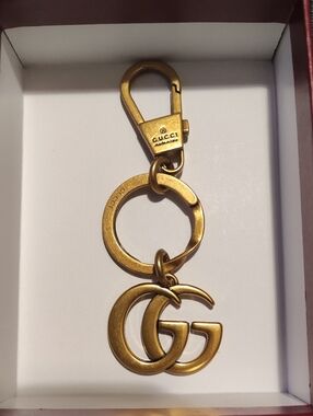 Authentic Gucci Gold Double G Logo Key & BagCharm